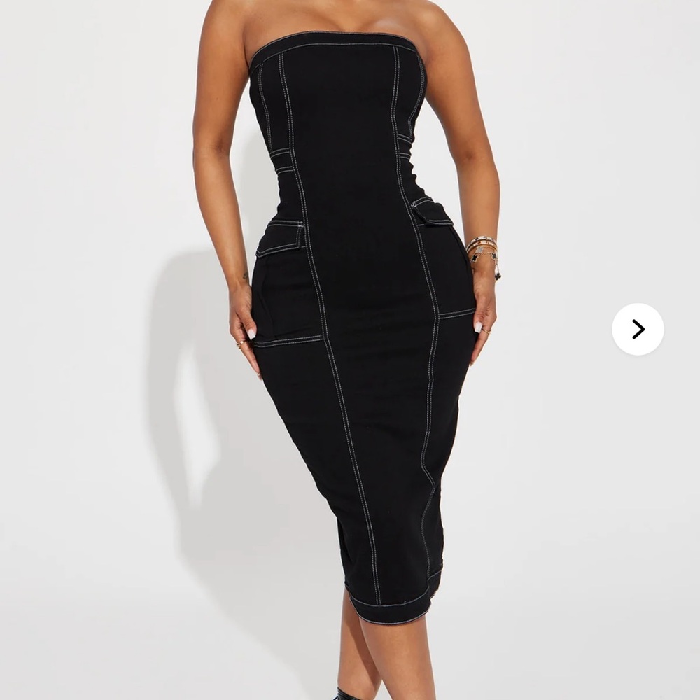 Black Midi Denim Dress